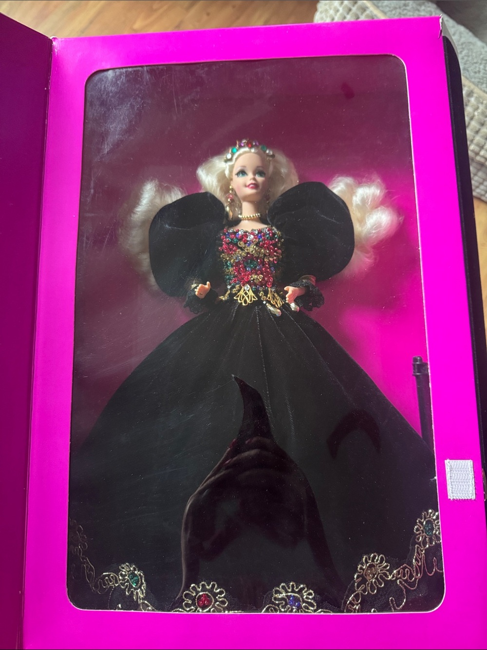 Barbie Black Velvet Gown with Multicolor Jeweled Bodice